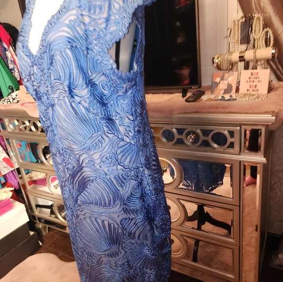 Tadashi Shoji Light Blue Embroidered Dress Size 14 - Picture 3 of 5